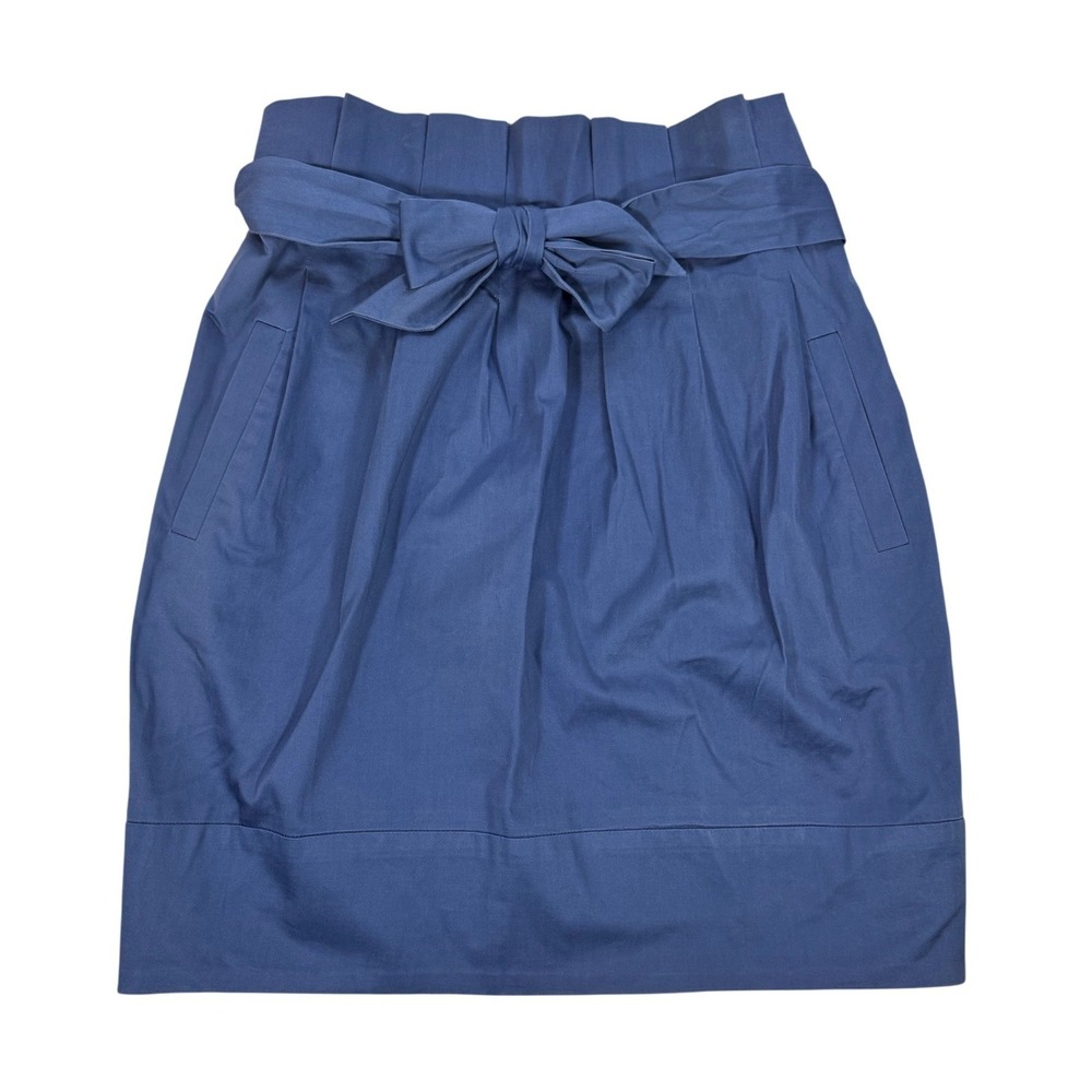 BCBGMAXAZRIA Blue Paperbag Waist Skirt with Tie Belt Pockets Size 4 Knee Length